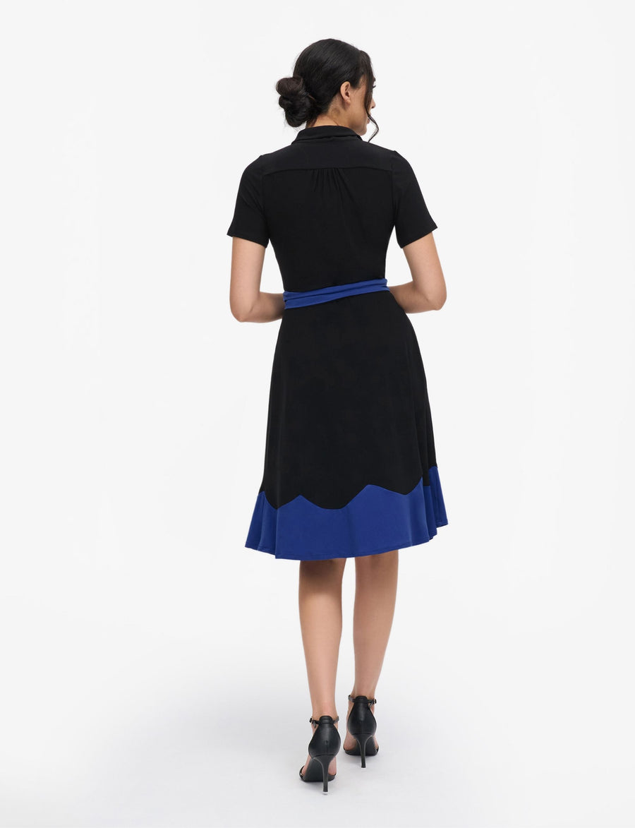 Manuela 'LBD' Fit & Flare Rich Cobalt Contrast Dress – Leona Edmiston