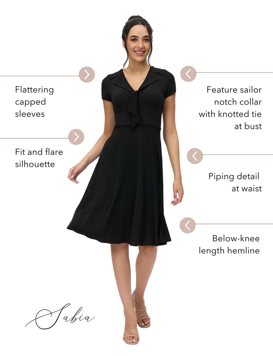 Sabia 'LBD' Sailor Collar Fit and Flare Dress