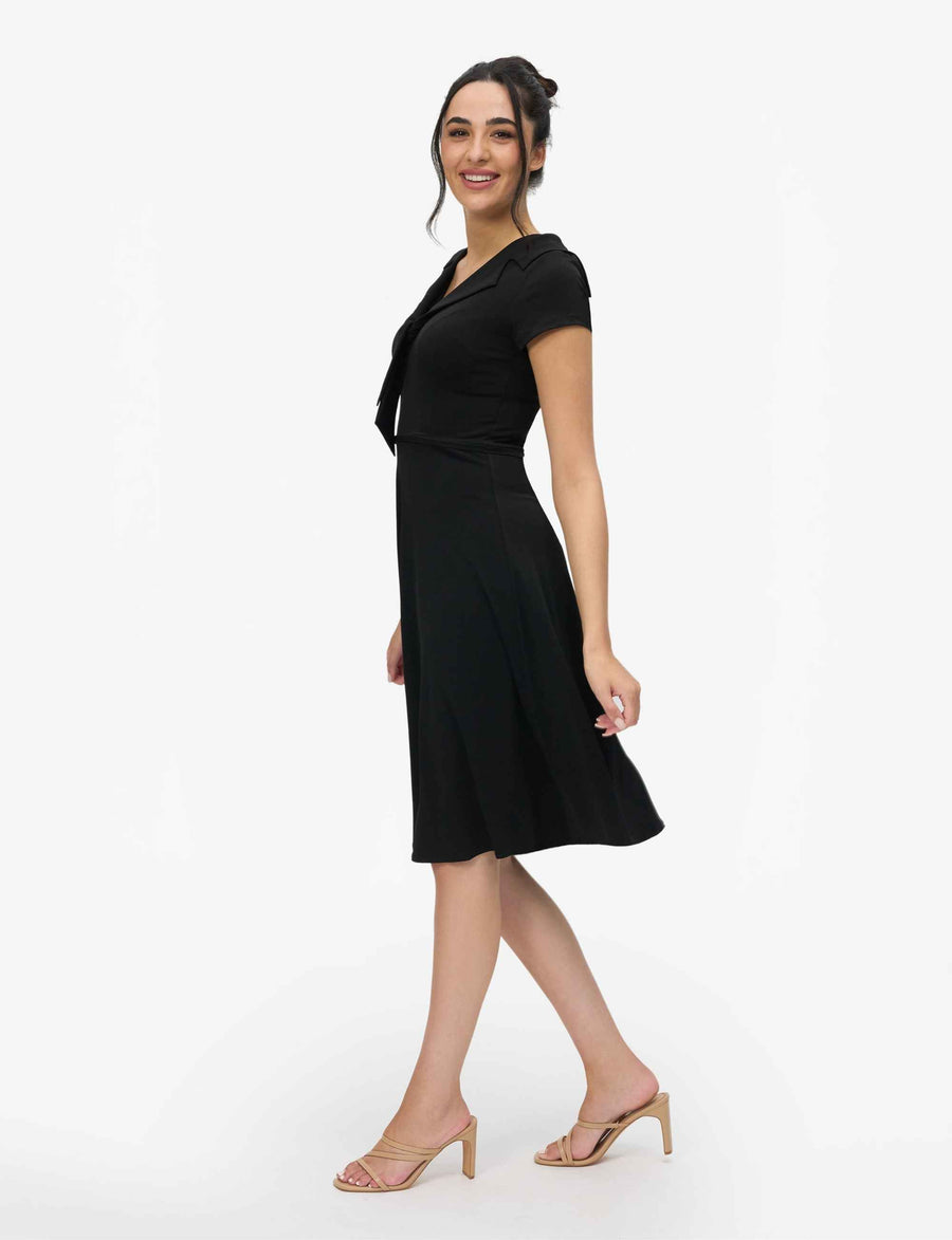 Sabia 'LBD' Sailor Collar Fit and Flare Dress