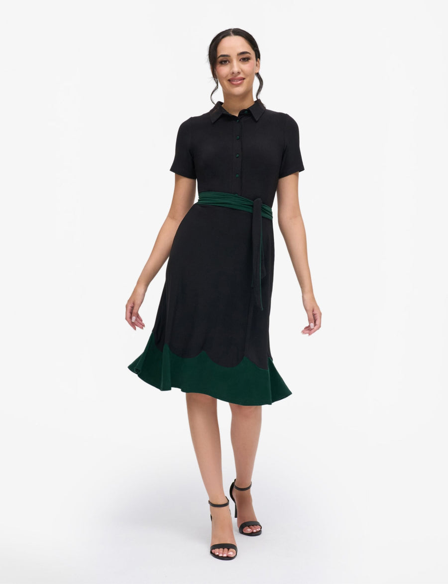 Manuela 'LBD' Fit & Flare Dark Emerald Contrast Dress 3 (14 AU)