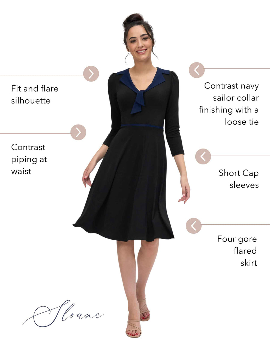 Sloane 'LBD' Sailor Collar Fit and Flare Dress NEW ARRIVAL