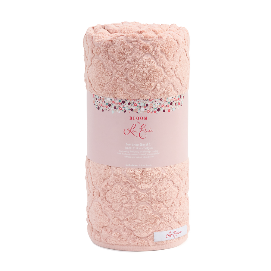 Set of 2 Cotton Bath Towels - Dusty Pink