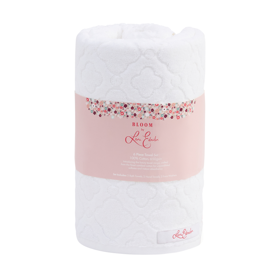 6 Piece Towel Set - White