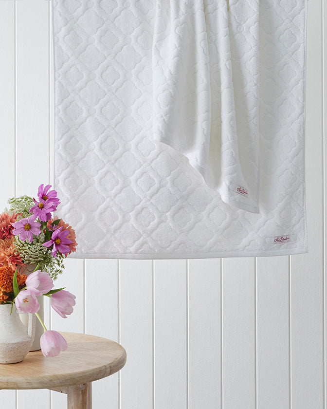Set of 2 Cotton Bath Towels - White