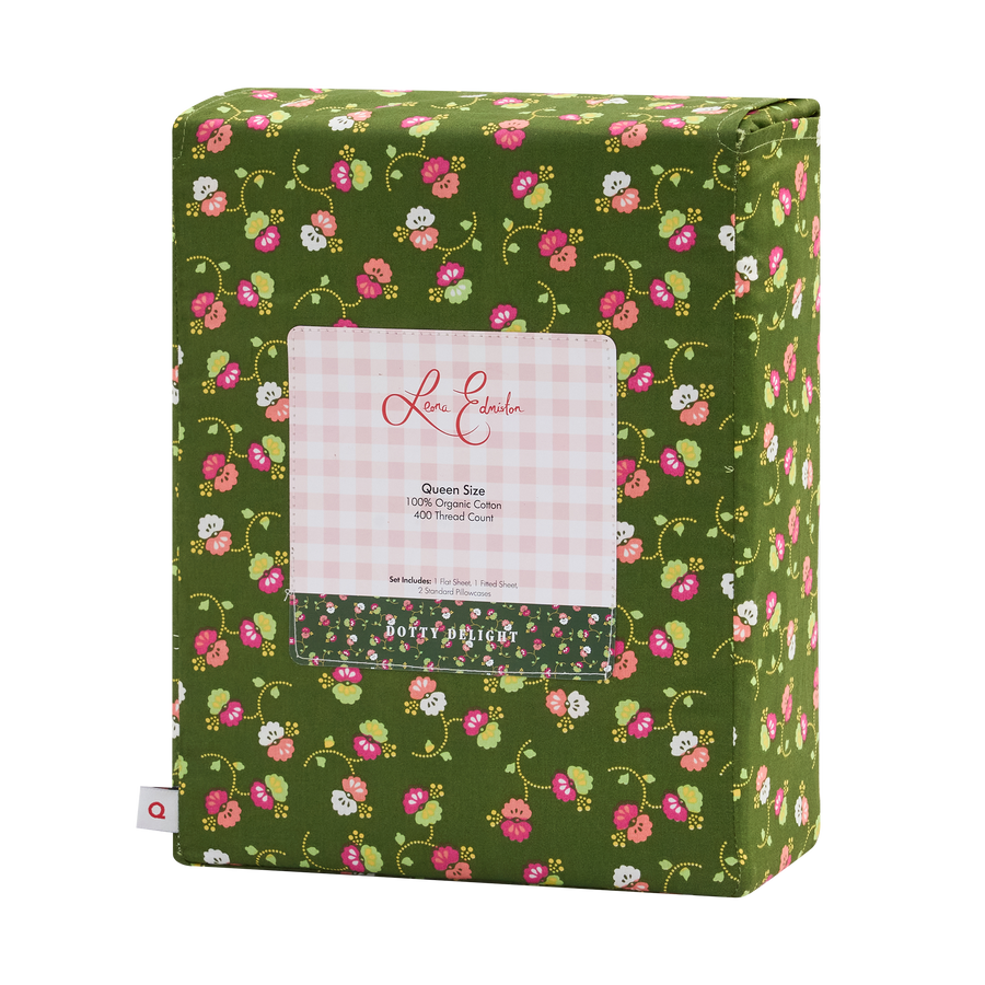 400TC Organic Cotton Sateen Sheet Set - Dotty Delight
