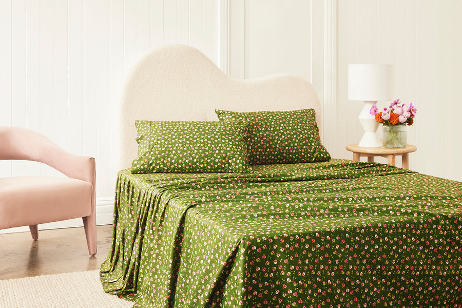 400TC Organic Cotton Sateen Sheet Set - Dotty Delight