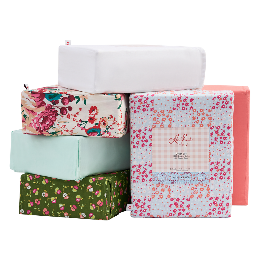 400TC Organic Cotton Sateen Sheet Set - Dotty Delight