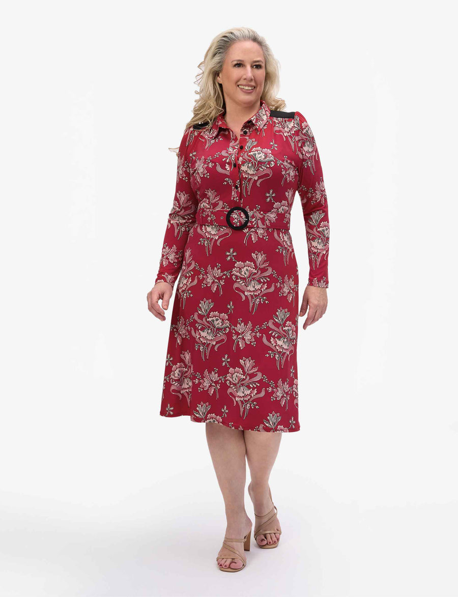 Marcella 'Lovely Lilies' Shirtmaker Dress with Belt NEW ARRIVAL