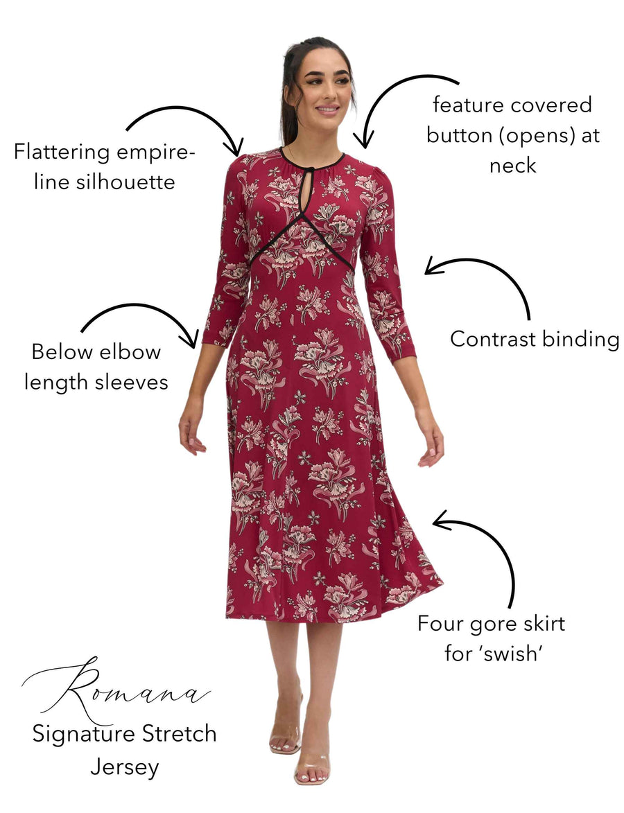 Romana 'Lovely Lilies' Empire Line Midi Dress NEW ARRIVAL