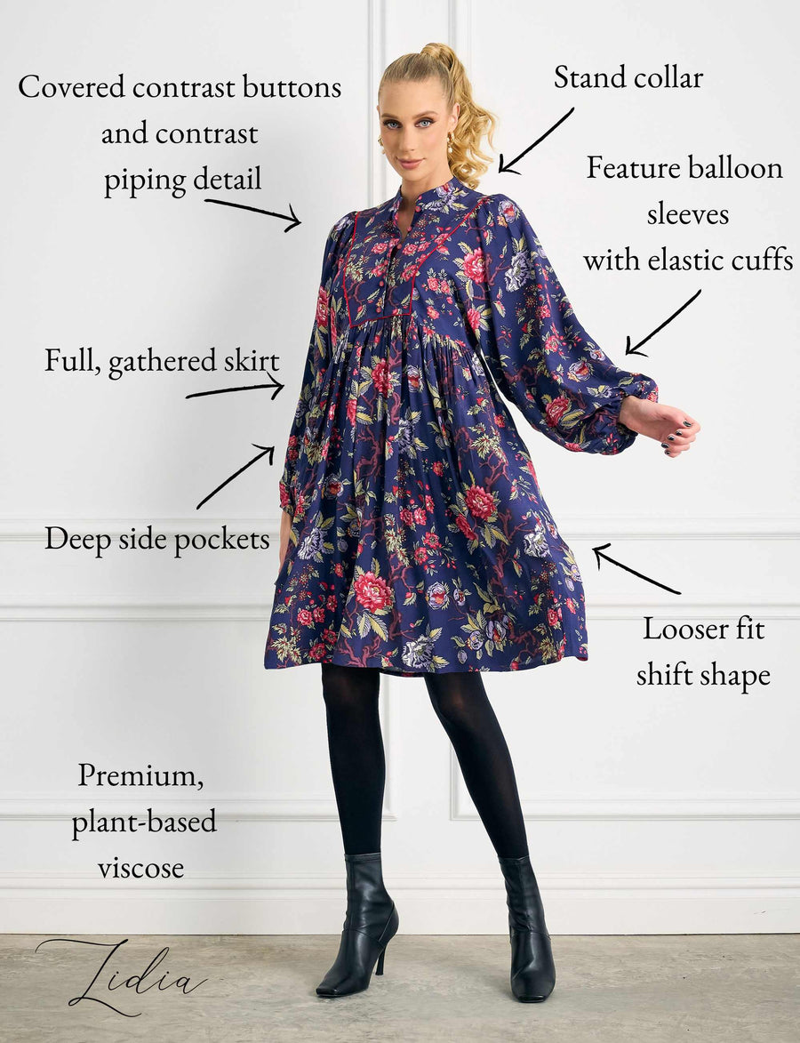 Lidia  'Pomegranate' Loose Fit Shift Dress