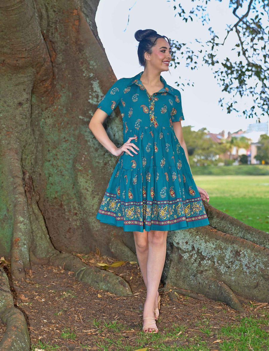 Agra 'Gianna' 100% Cotton Tiered Shift Dress