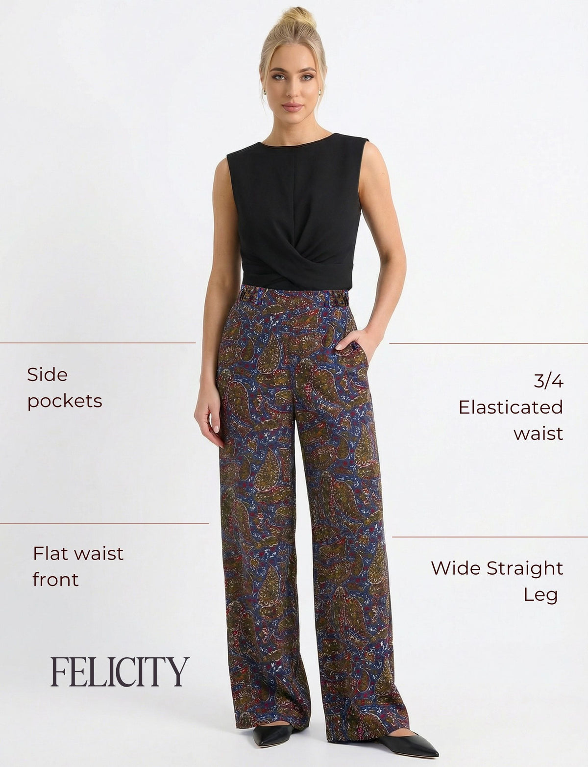 Felicity 'Paisley Sketch' Straight Leg Pant