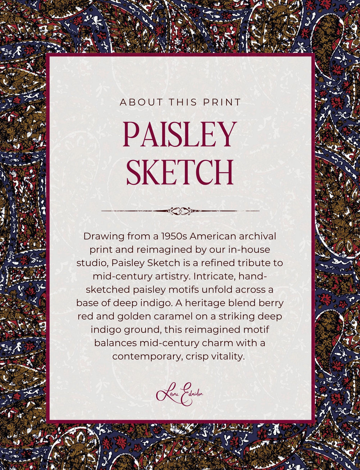 Felicity 'Paisley Sketch' Straight Leg Pant
