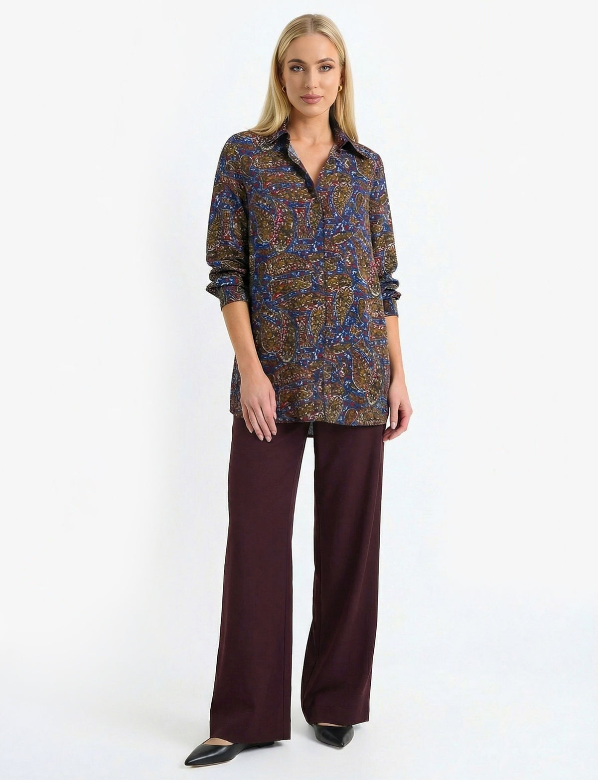 Eliana 'Paisley Sketch' LS Tunic Shirt