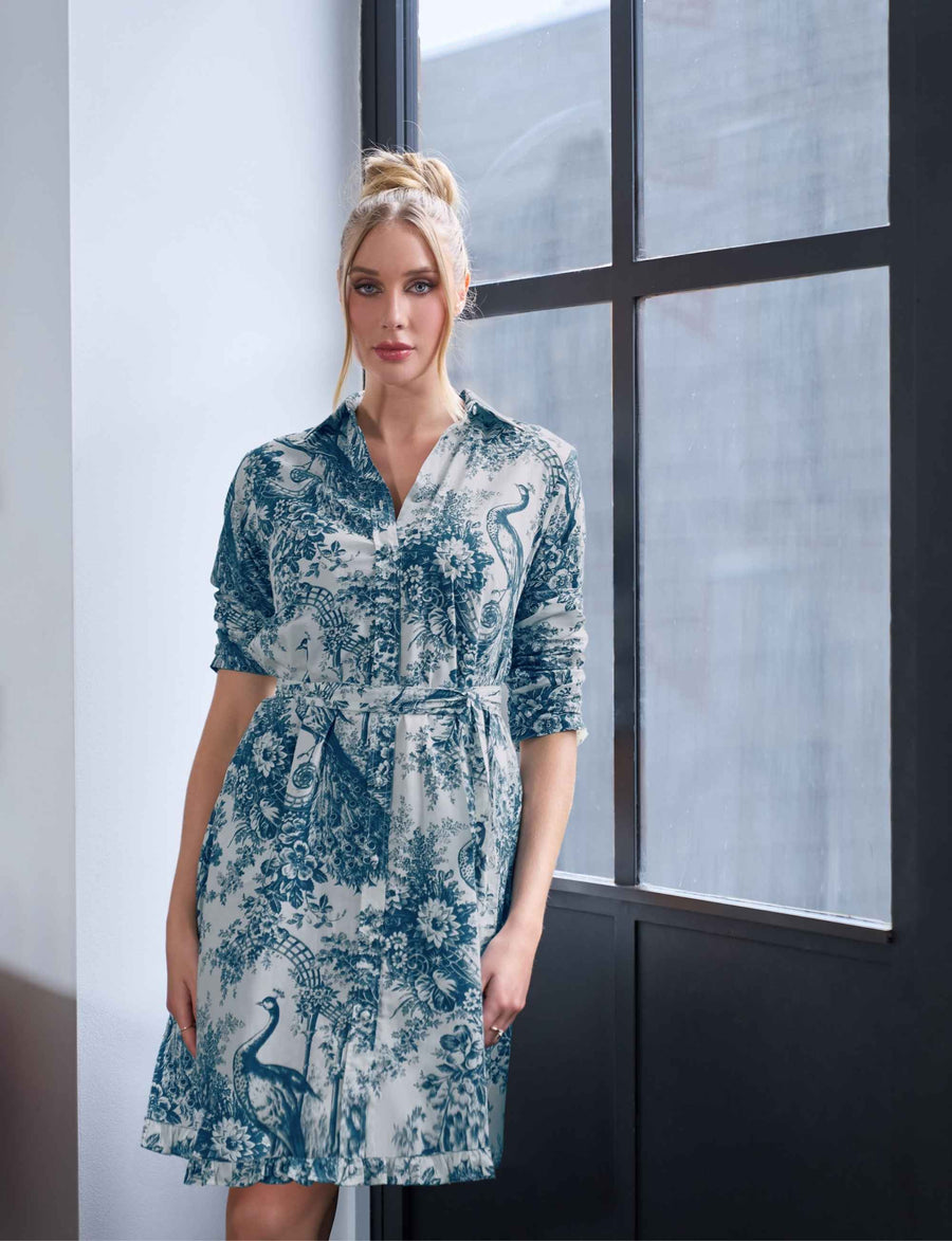 Edwina 'Paradise' 100% Cotton Shirtdress