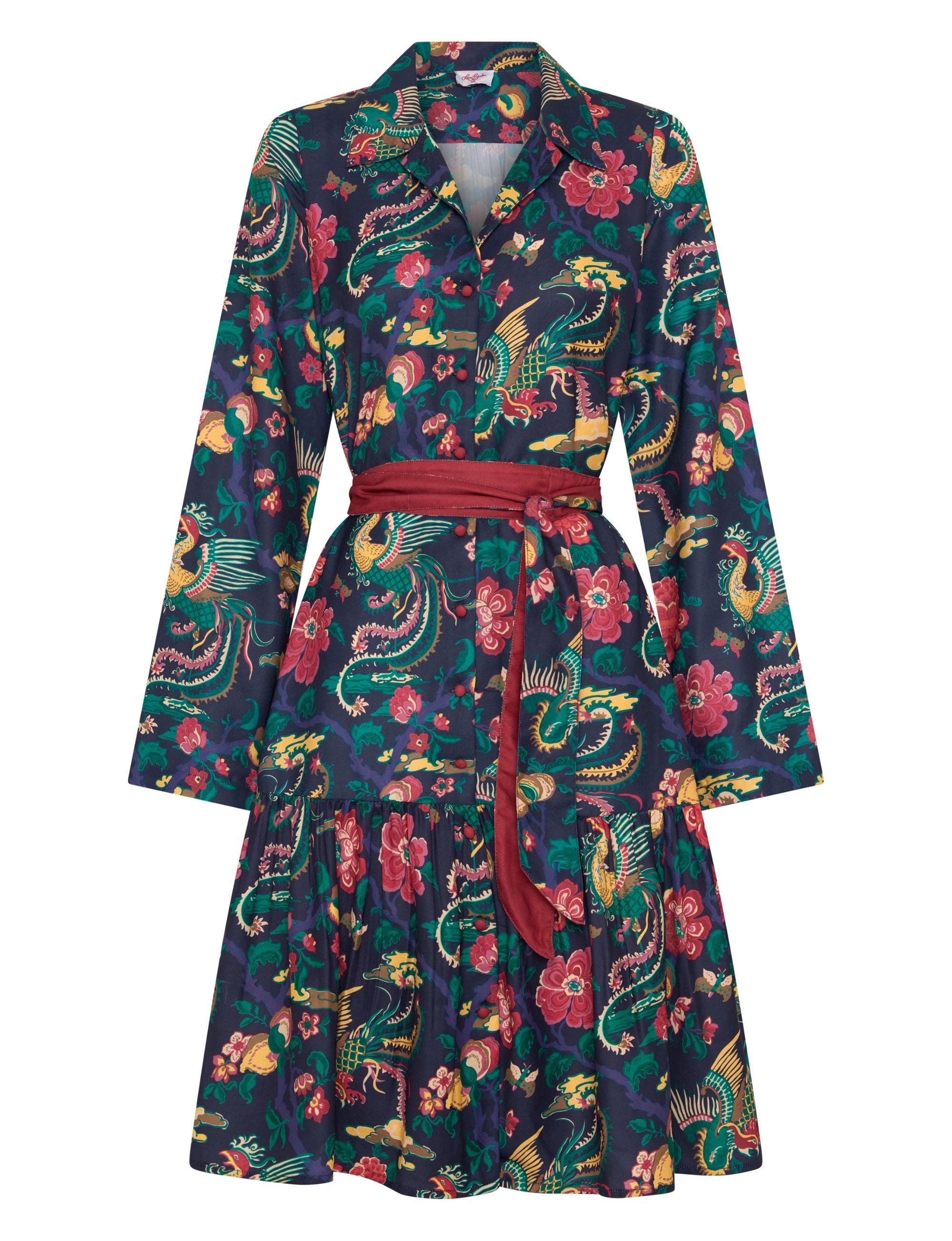 Sylvia 'Phoenix Legend' Knee Length Shirtdress