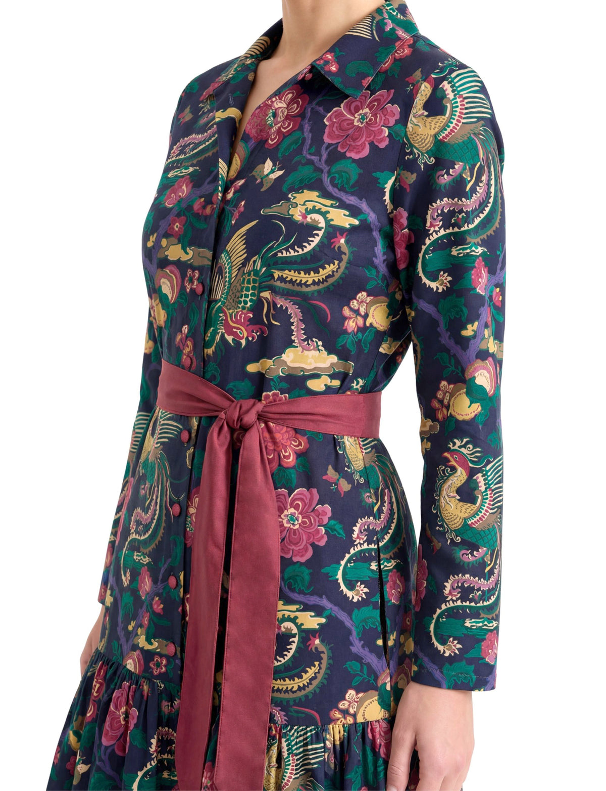 Sylvia 'Phoenix Legend' Knee Length Shirtdress