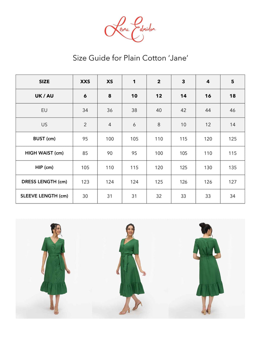 Jane 100% Cotton Midi Shirtdress in Green