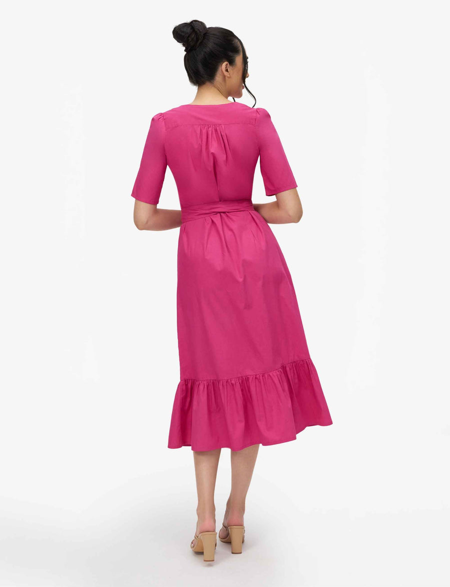 Jane 100% Cotton Midi Shirtdress in Pink