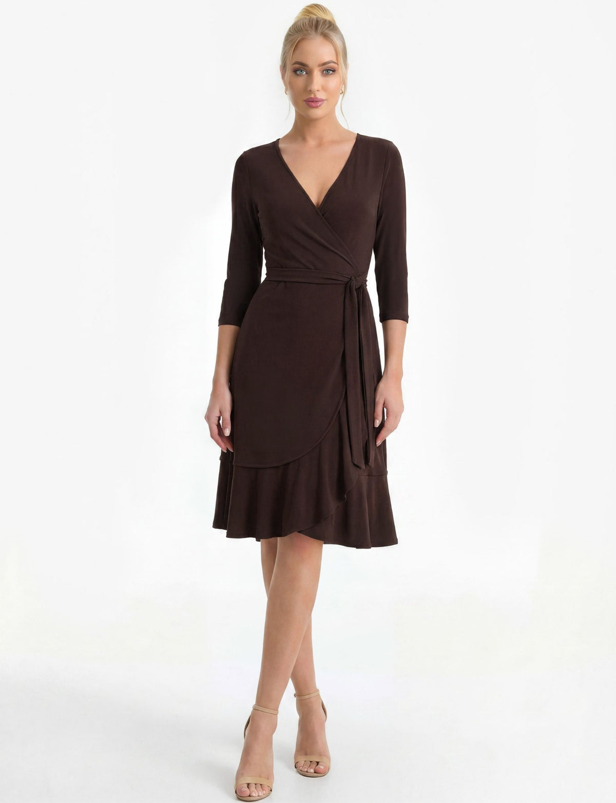Faye True Wrap Dress - Chocolate Brown