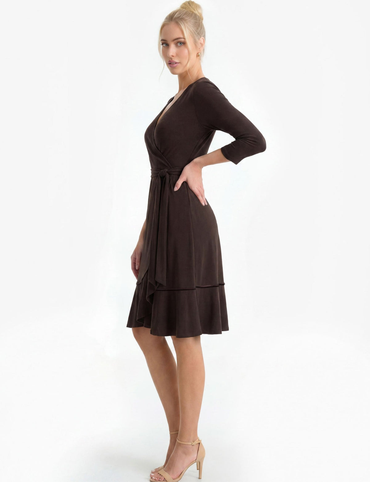 Faye True Wrap Dress - Chocolate Brown