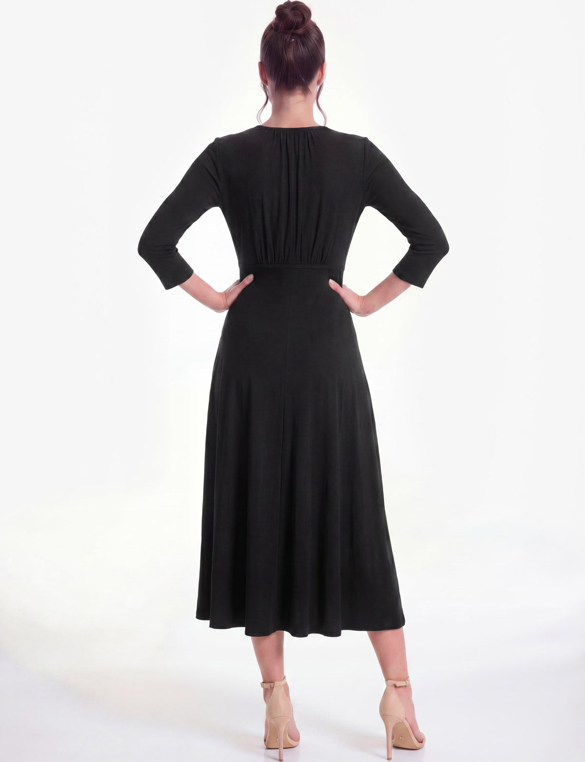Kit Keyhole A-Line Jersey Midi Dress - Black