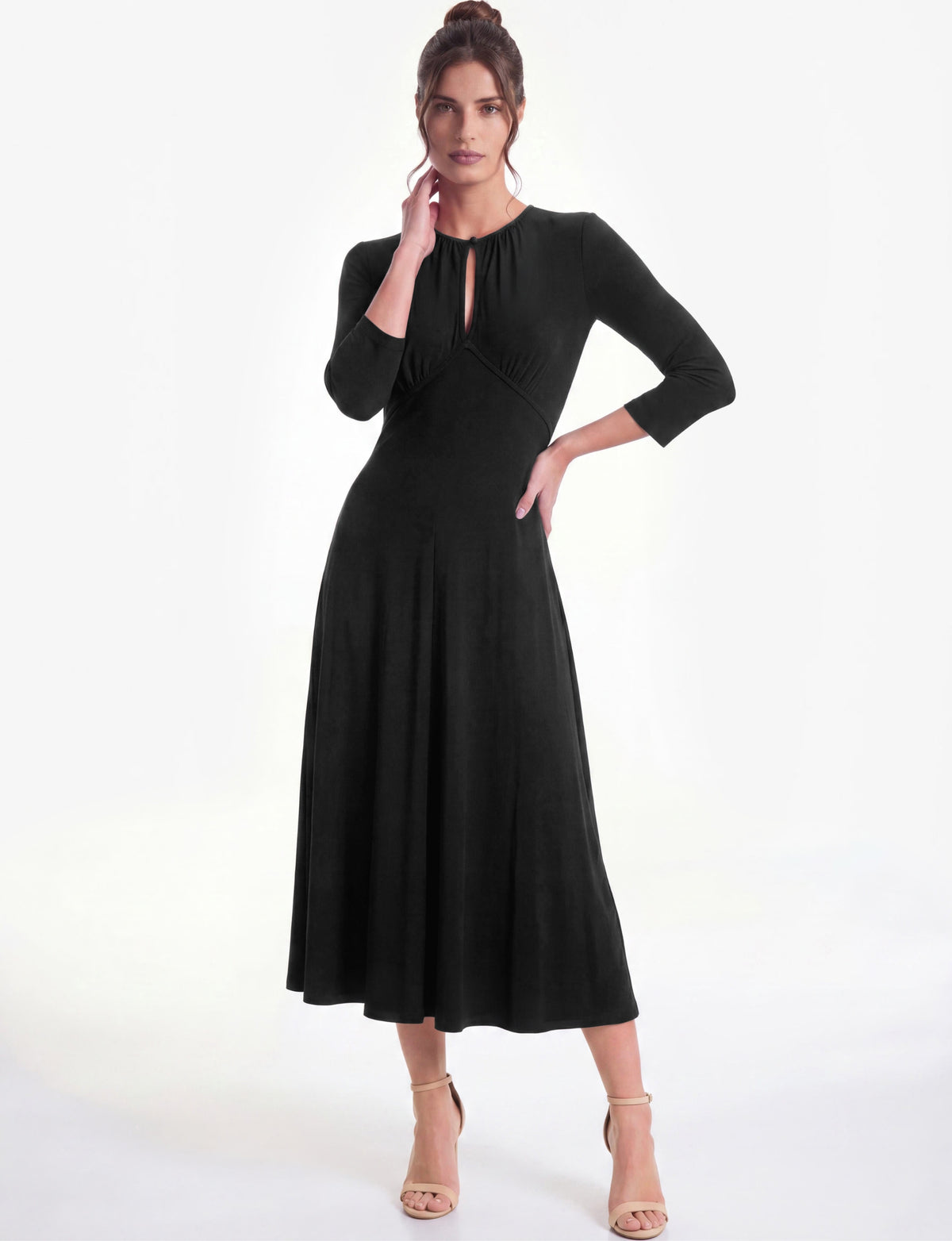 Kit Keyhole A-Line Jersey Midi Dress - Black