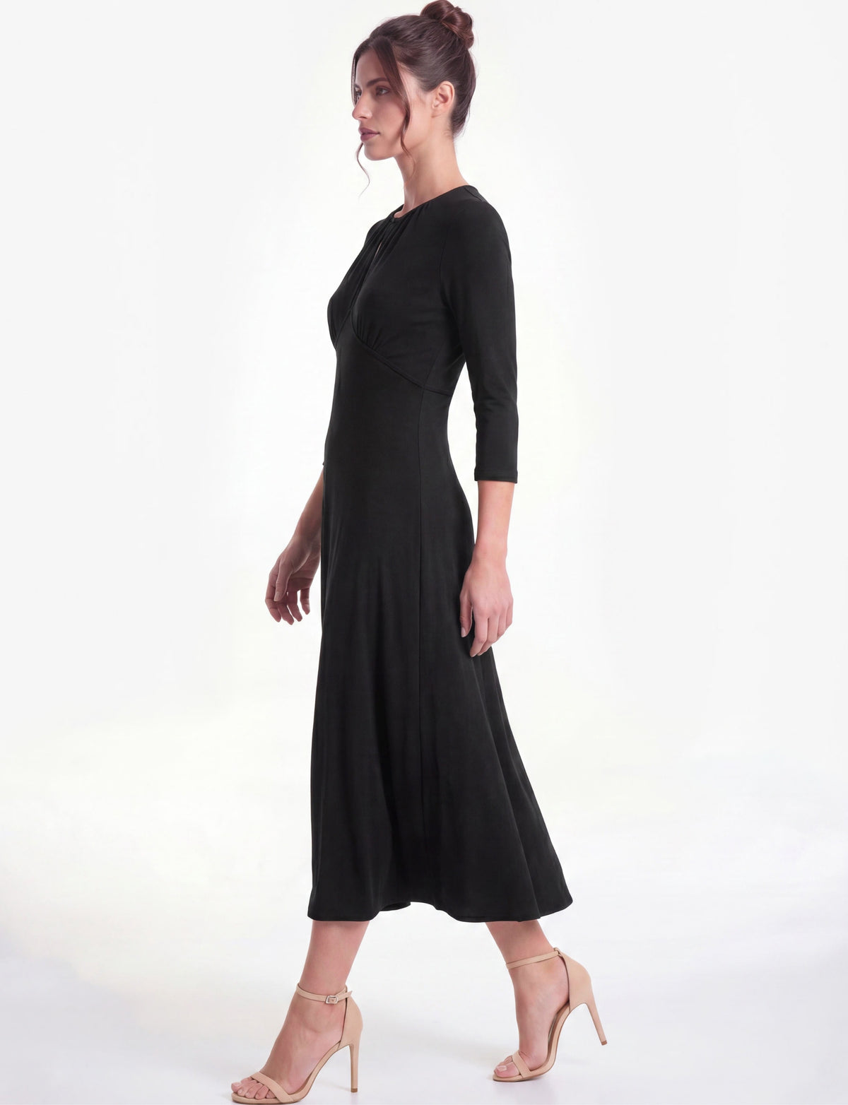 Kit Keyhole A-Line Jersey Midi Dress - Black