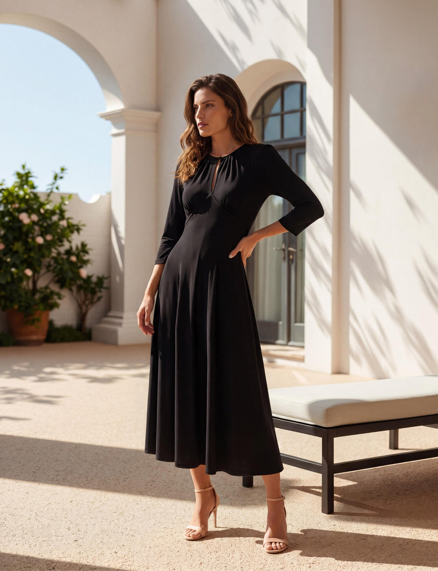 Kit Keyhole A-Line Jersey Midi Dress