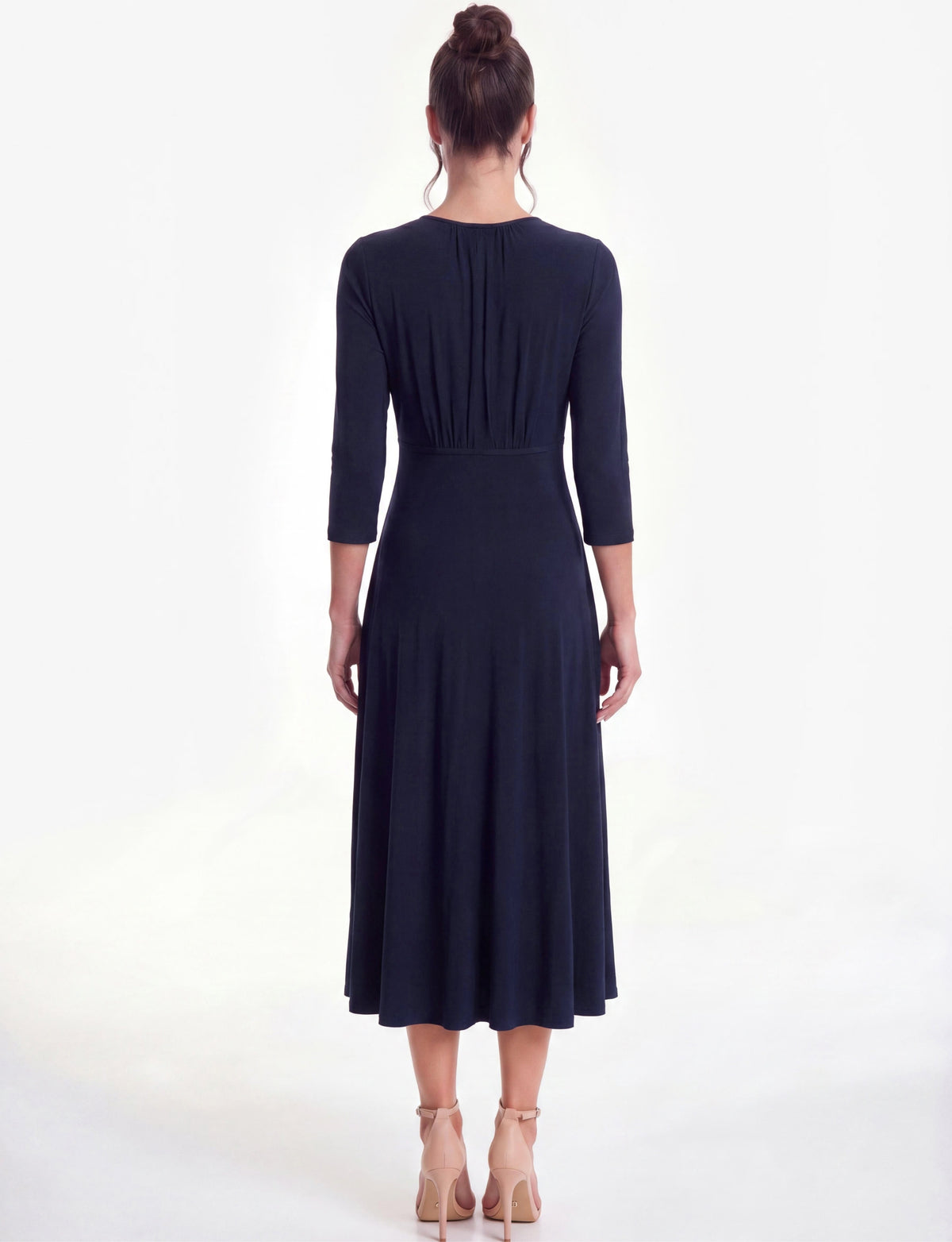 Kit Keyhole A-Line Jersey Midi Dress - Navy