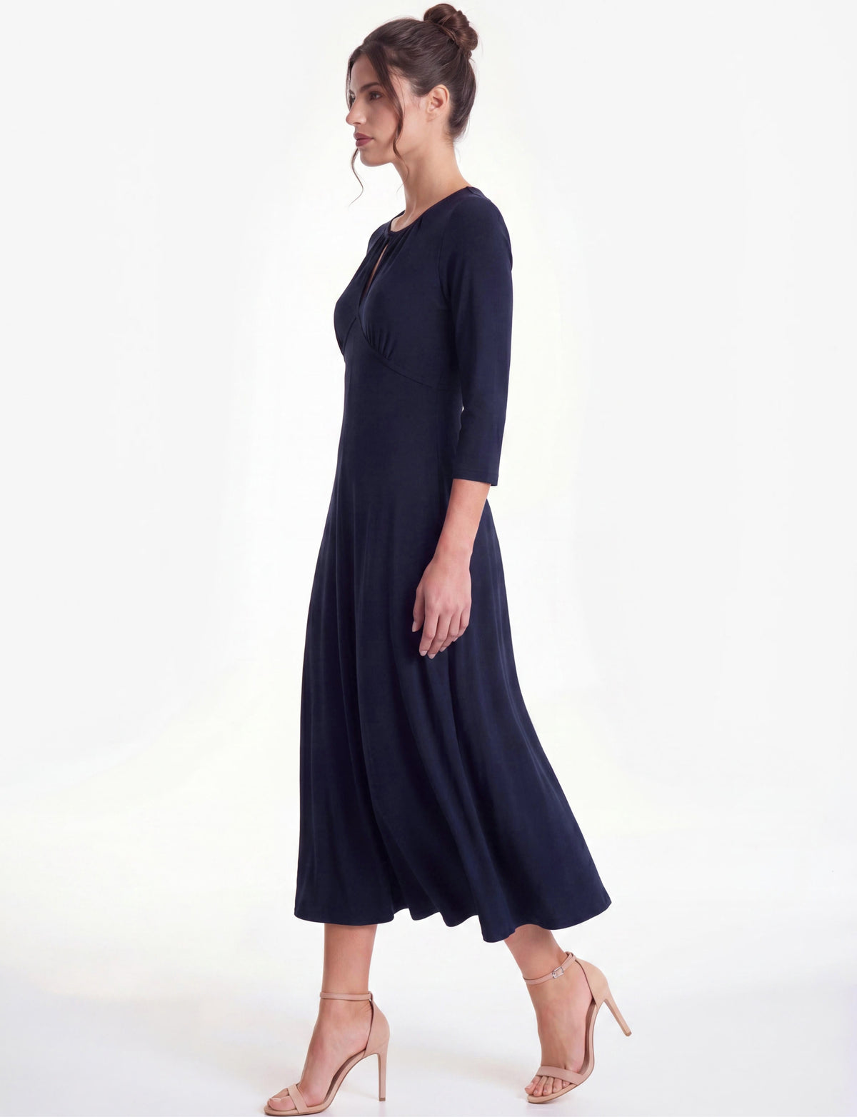 Kit Keyhole A-Line Jersey Midi Dress - Navy