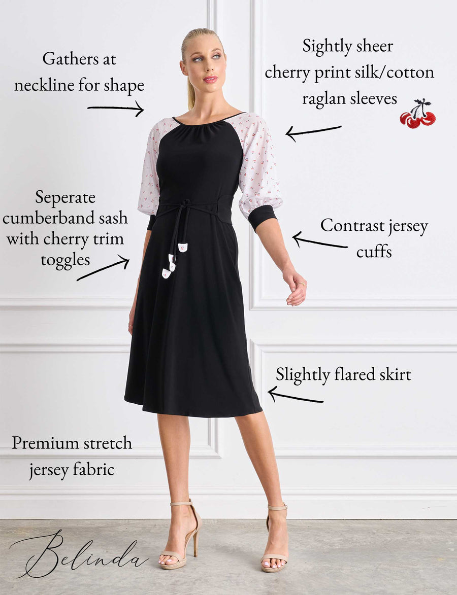 Belinda 'Cherry' Raglan Sleeve Knee Length Dress