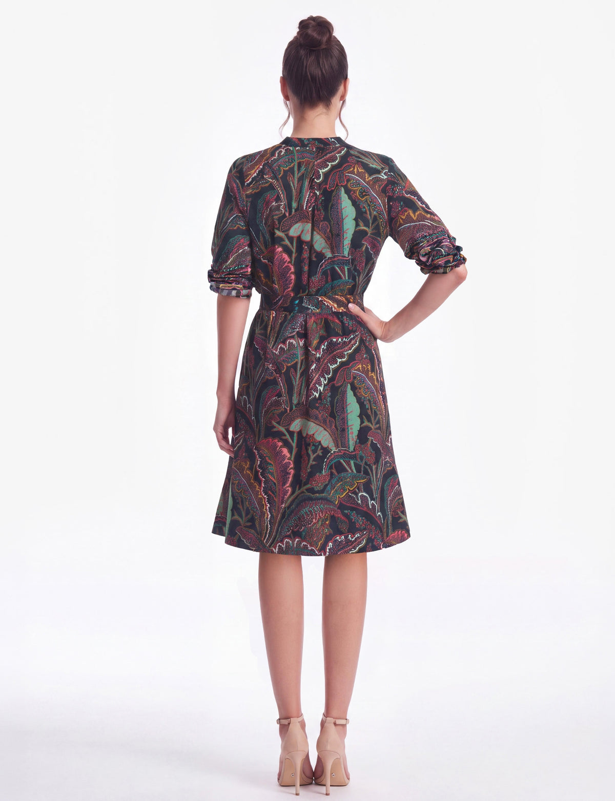 Ivy 'Rain Forest' Collared Button-Front Midi Shirt Dress