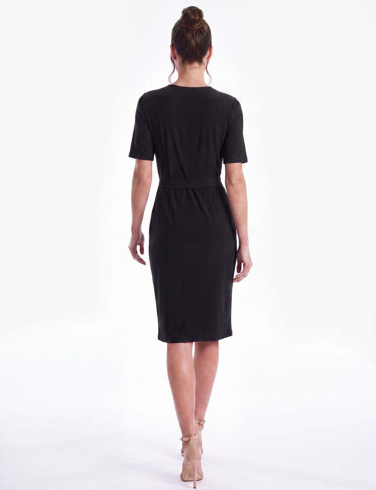 Parker Keyhole Short Sleeve Jersey Midi Dress - Black