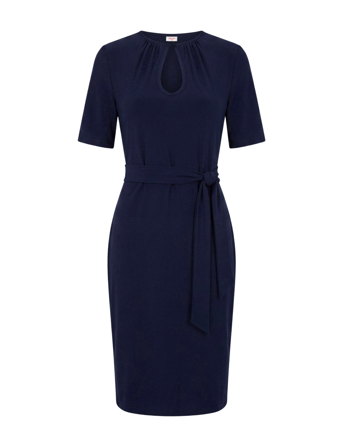 Parker Keyhole Short Sleeve Jersey Midi Dress - Navy