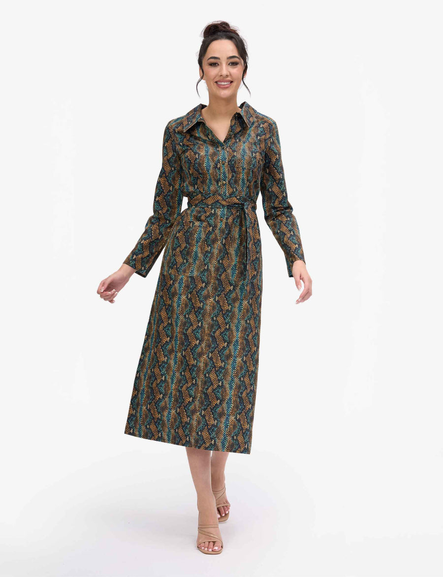 Fiona 'Snake Charmer' A-Line Shirtdress NEW ARRIVAL
