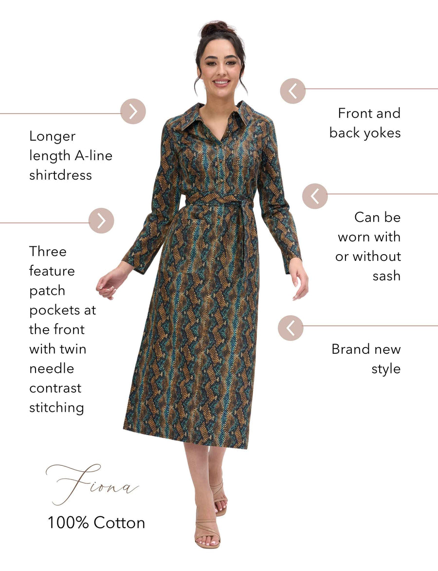 Fiona 'Snake Charmer' A-Line Shirtdress NEW ARRIVAL