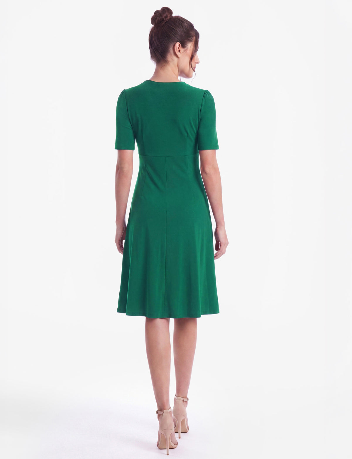 Sophie V-Neck Twist Front Dress - Jade