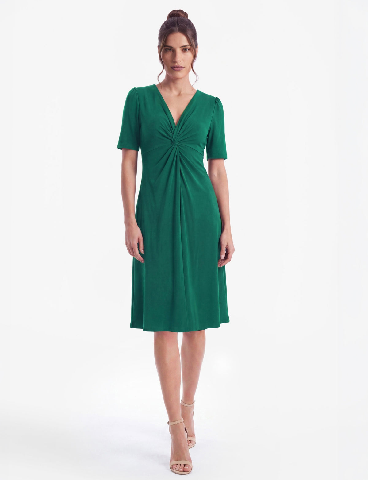 Sophie V-Neck Twist Front Dress - Jade