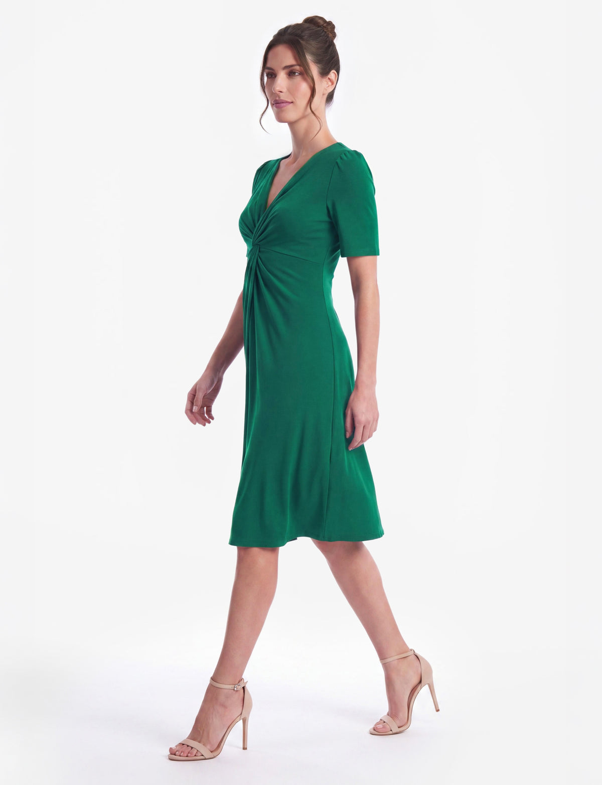 Sophie V-Neck Twist Front Dress - Jade