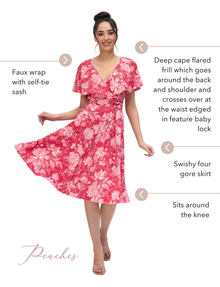 Peaches 'Strawberry Spritz' Faux Wrap with Cape