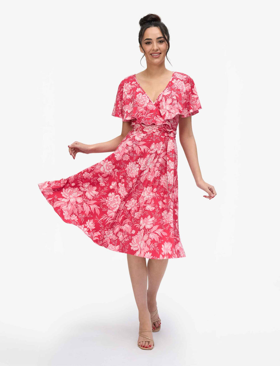 Peaches 'Strawberry Spritz' Faux Wrap with Cape