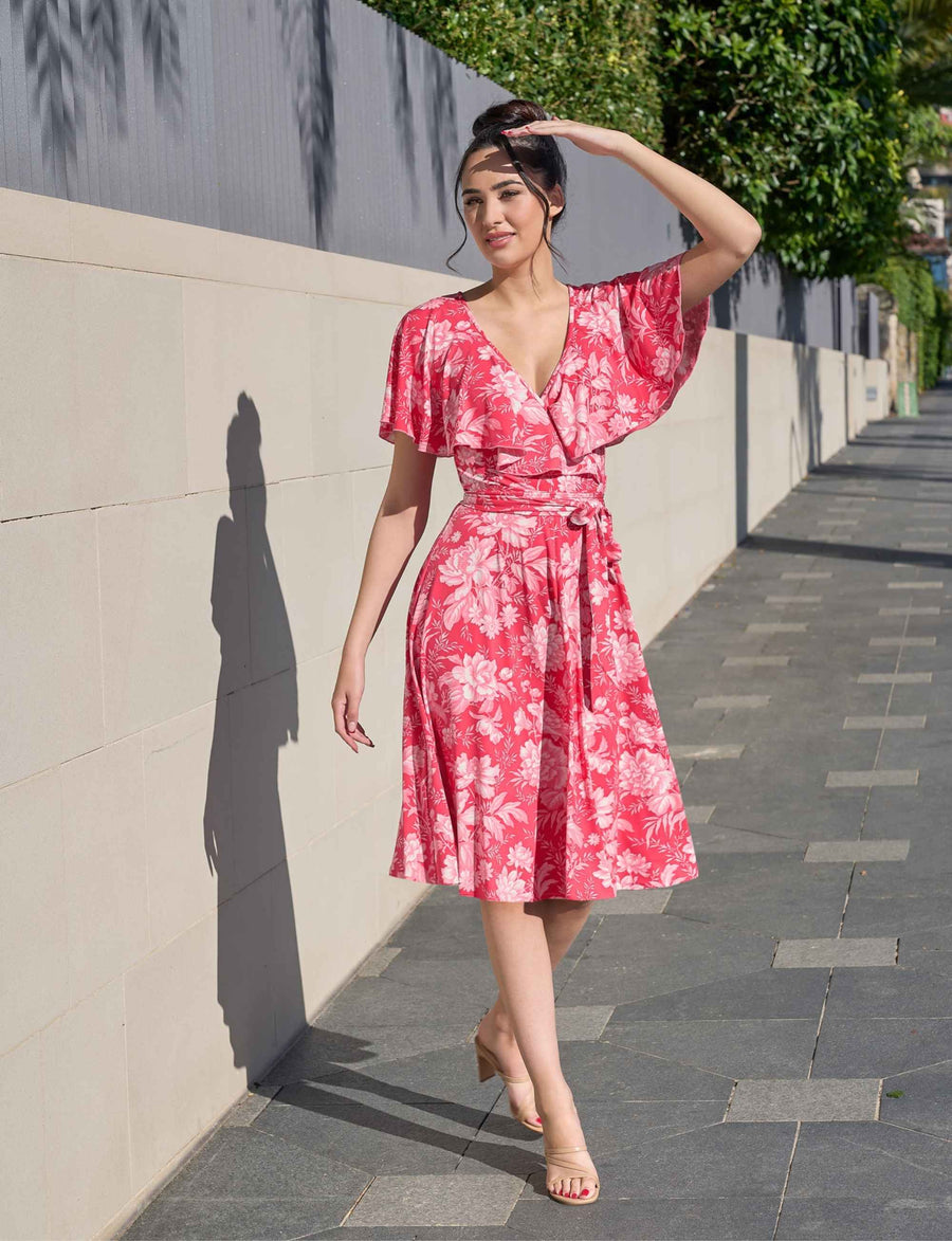 Peaches 'Strawberry Spritz' Faux Wrap with Cape