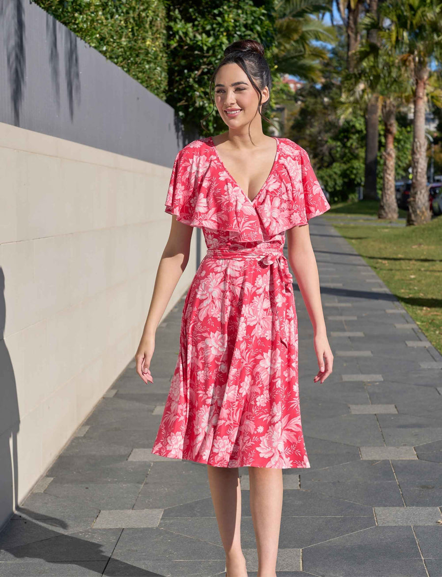 Peaches 'Strawberry Spritz' Faux Wrap with Cape