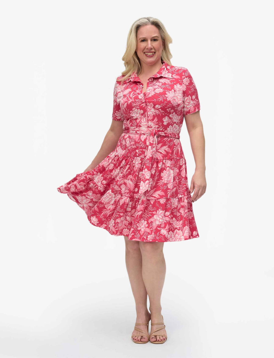 Poppy 'Strawberry Spritz' Shirtmaker Shift Dress