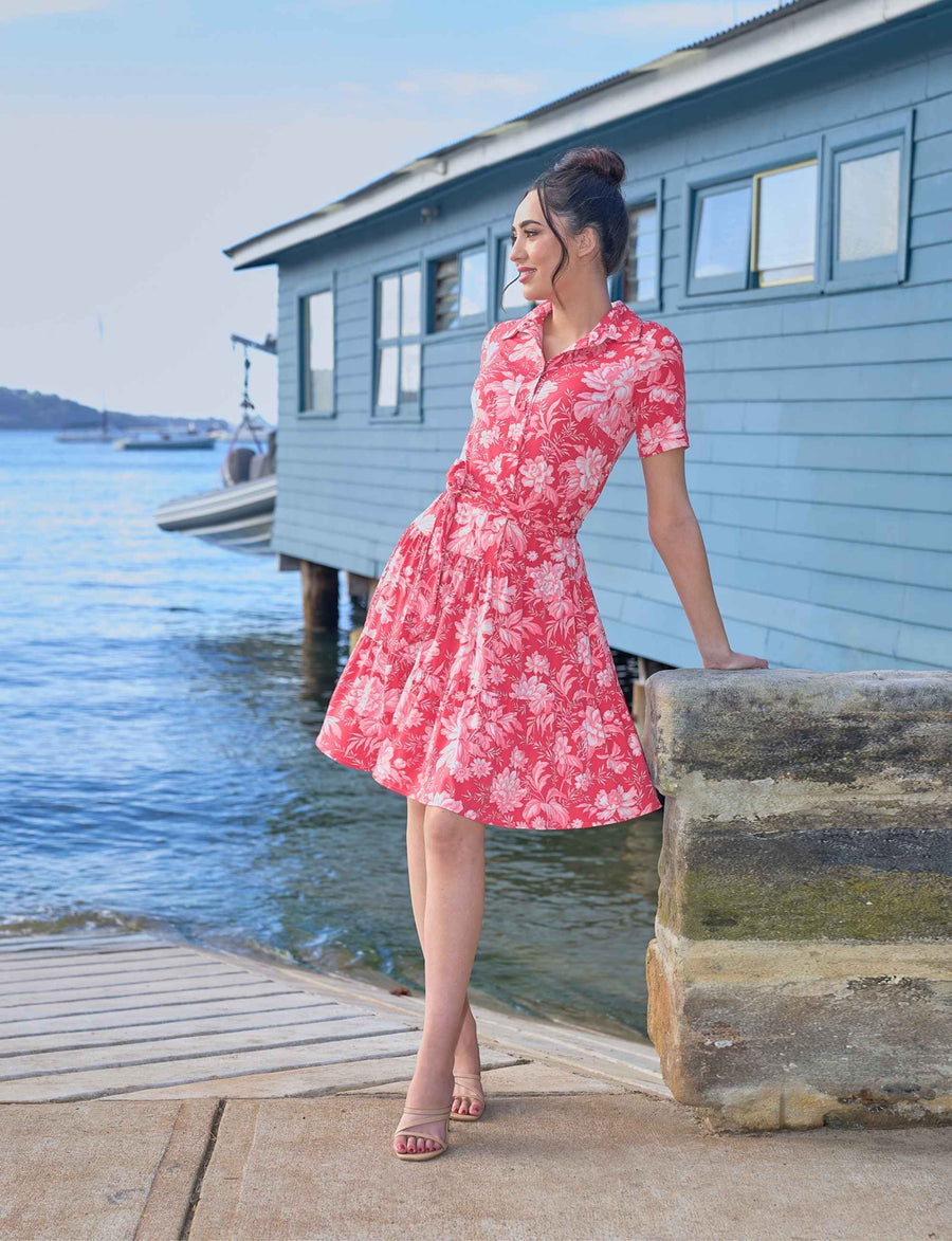 Poppy 'Strawberry Spritz' Shirtmaker Shift Dress