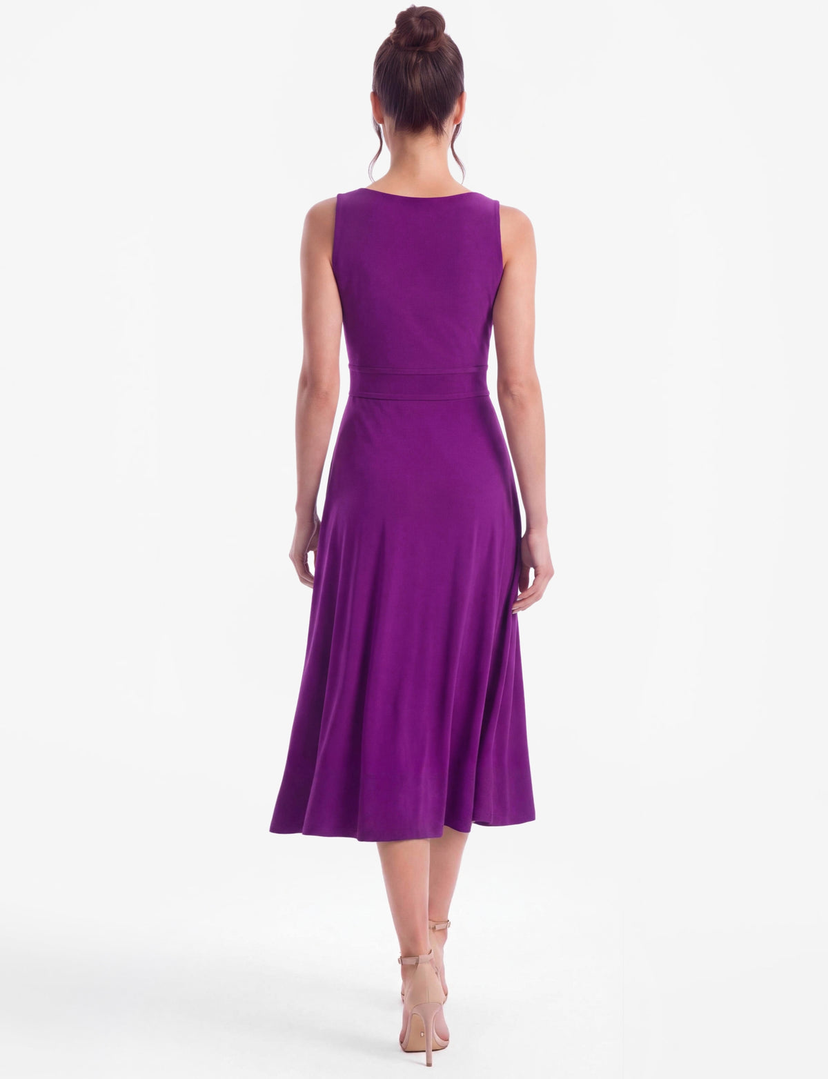 Teddy V-Neck Sleeveless Midi Dress - Plum