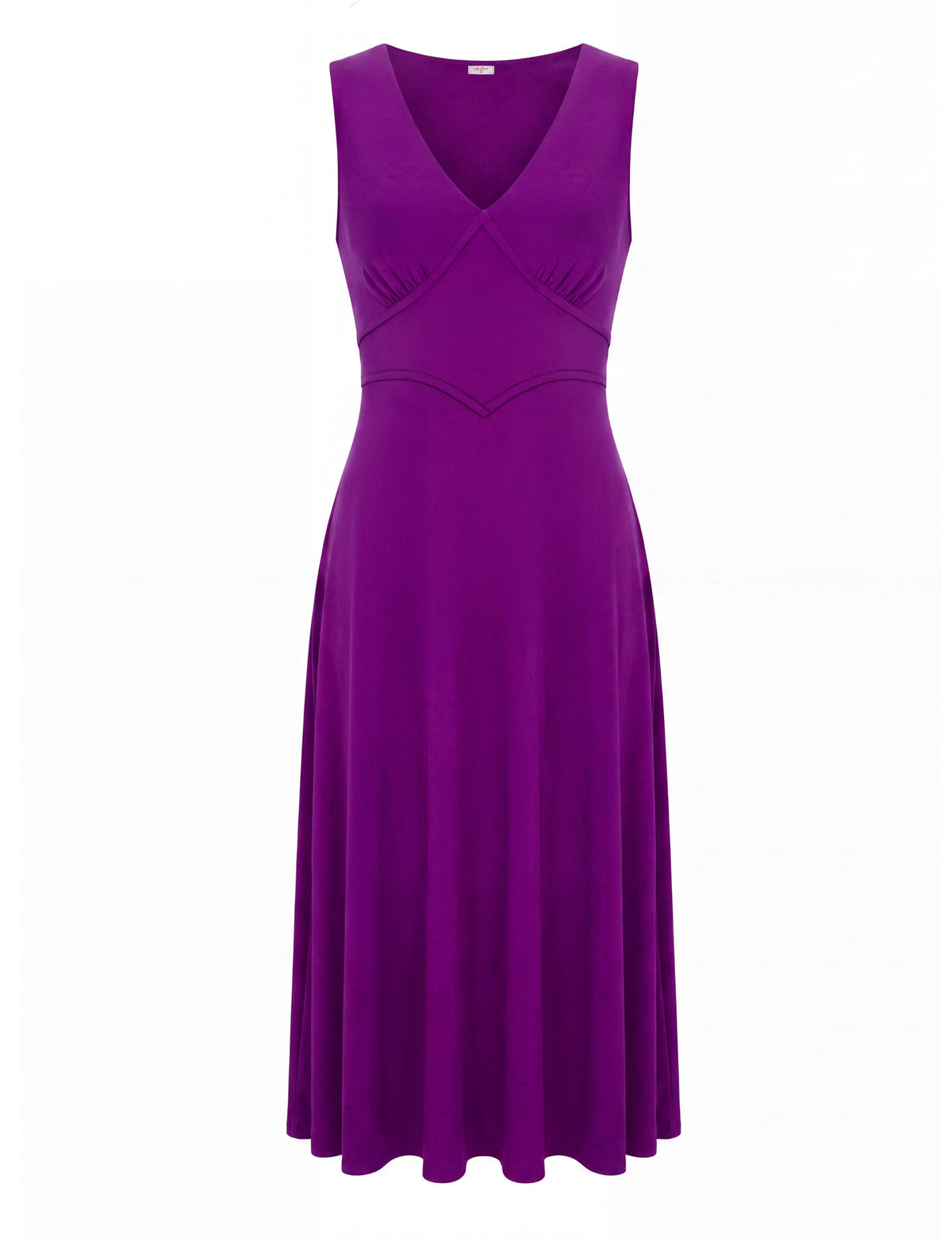Teddy V-Neck Sleeveless Midi Dress - Plum