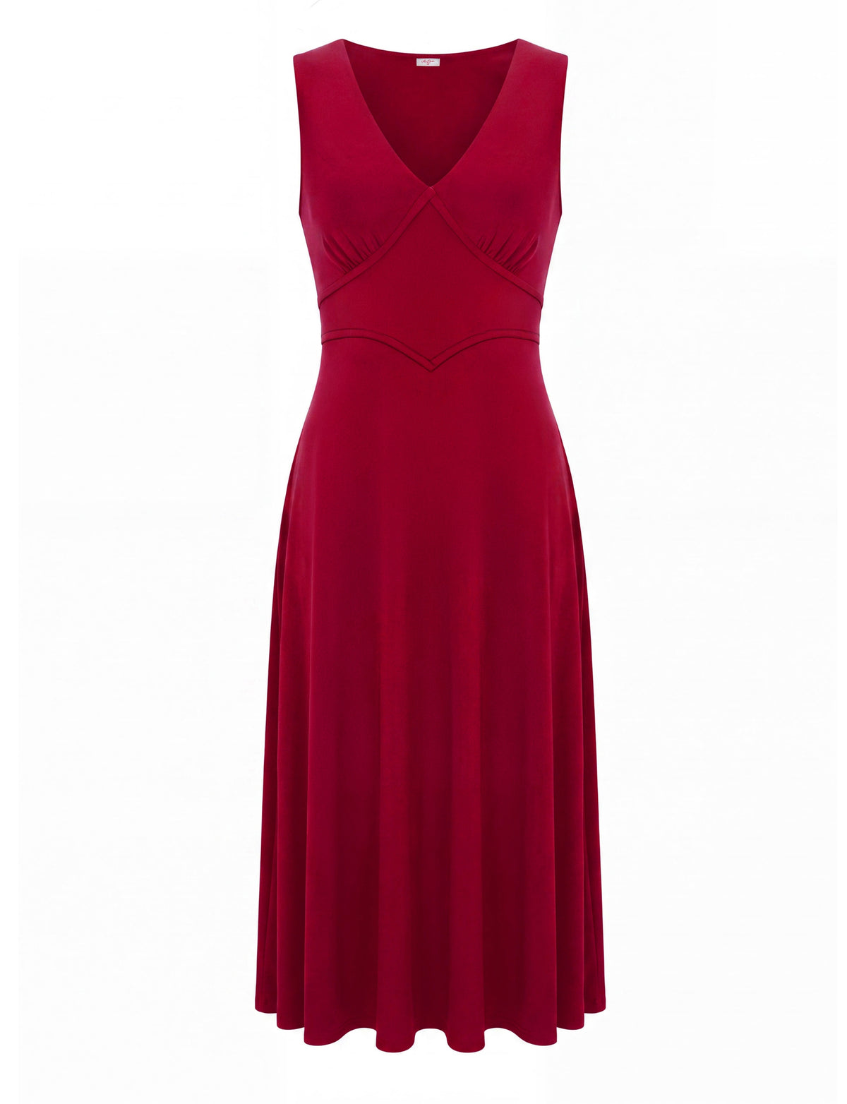 Teddy V-Neck Sleeveless Midi Dress - Red