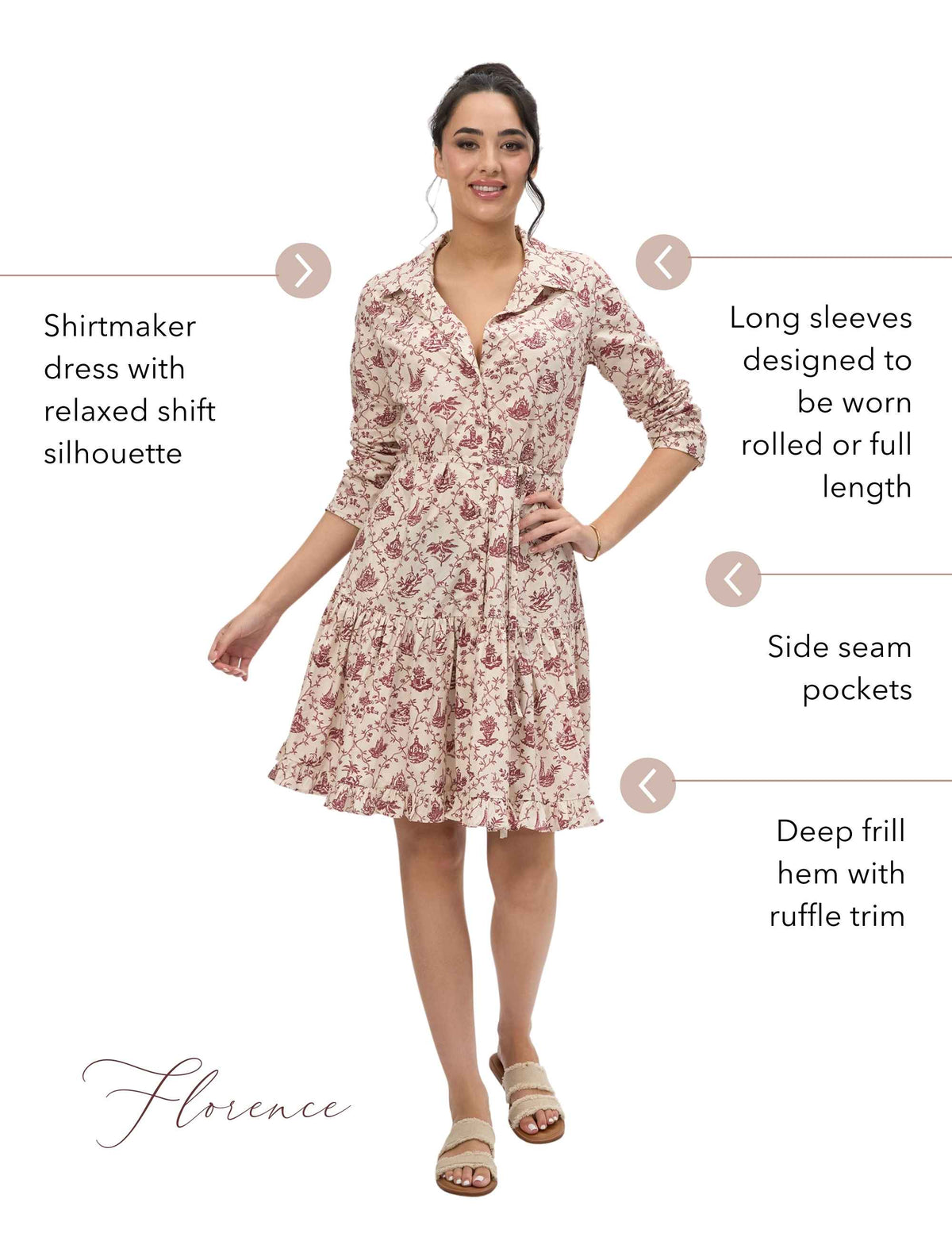 Florence 'Travel Diary' V-Neck Shirtdress - FINAL SALE